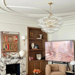 LightfixturesUAE-3/8-Light Modern Glam Clear Ribbed Glass Bubble Cluster Chandelier-Chandeliers-8-Light-Brass