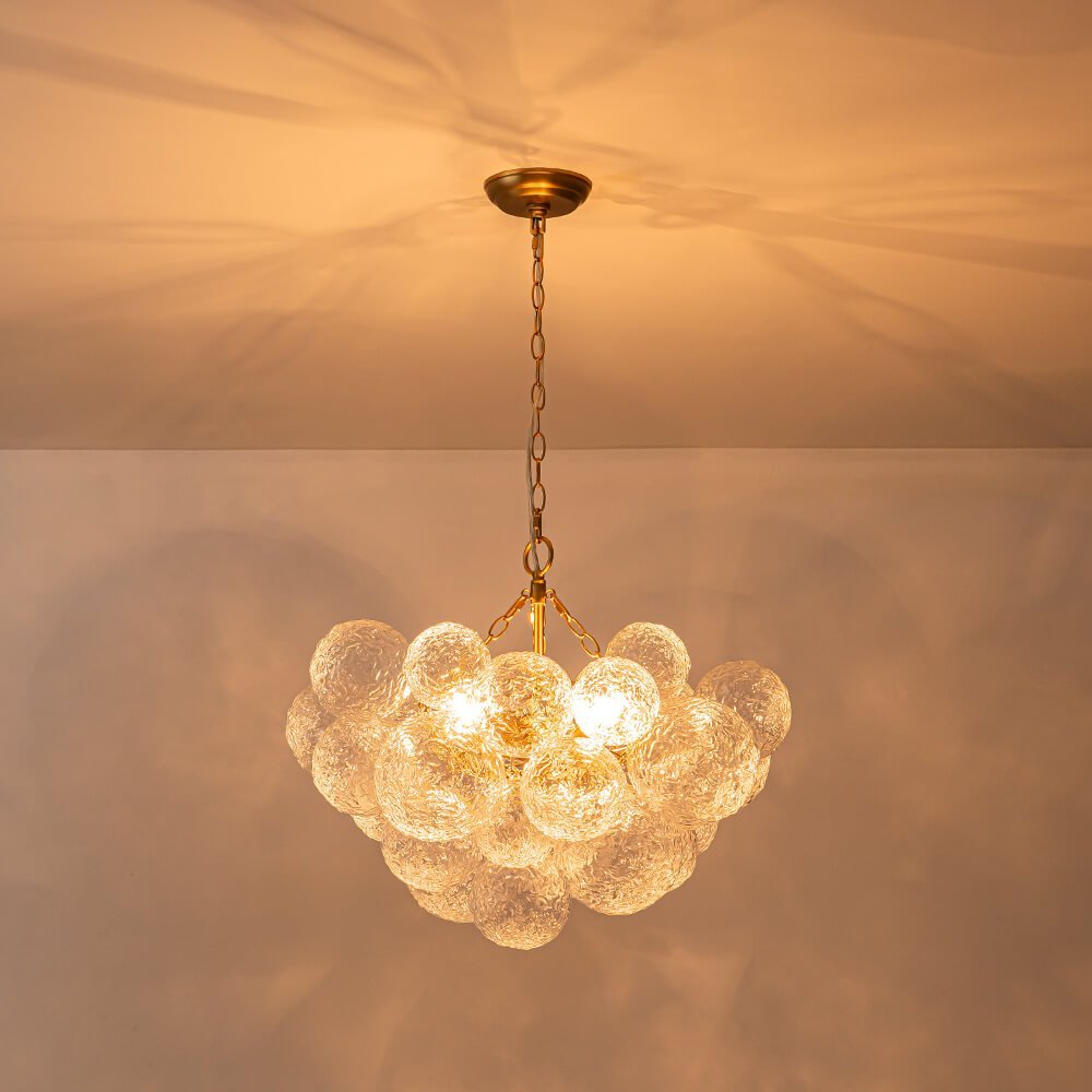 LightfixturesUAE-3/8-Light Modern Grape Cluster Clear Ribbed Glass Chandelier-Chandeliers-8-Light-