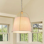 LightfixturesUAE-4-Light Classic Fabric Drum Champagne Gold Chandelier-Chandeliers-Brass-
