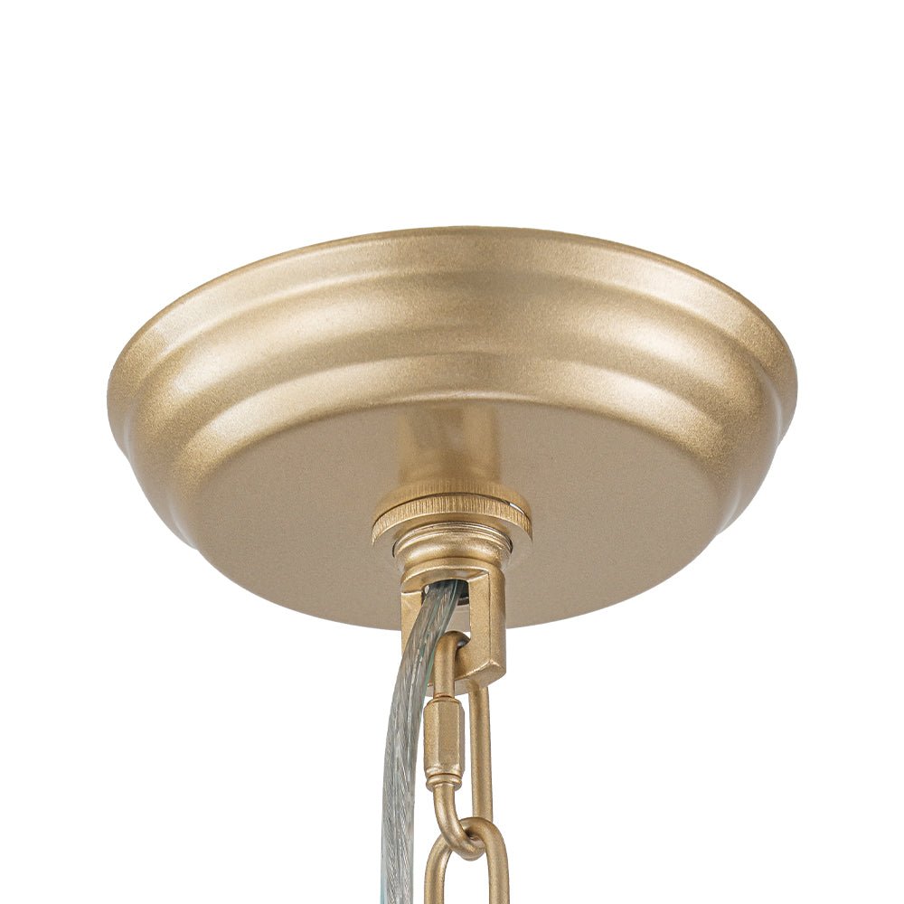 LightfixturesUAE-4-Light Classic Fabric Drum Champagne Gold Chandelier-Chandeliers-Brass-