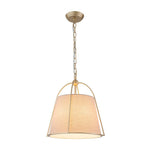 LightfixturesUAE-4-Light Classic Fabric Drum Champagne Gold Chandelier-Chandeliers-Brass-