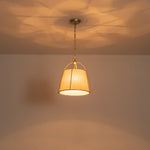 LightfixturesUAE-4-Light Classic Fabric Drum Champagne Gold Chandelier-Chandeliers-Brass-