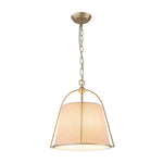 LightfixturesUAE-4-Light Classic Fabric Drum Champagne Gold Chandelier-Chandeliers-Brass-