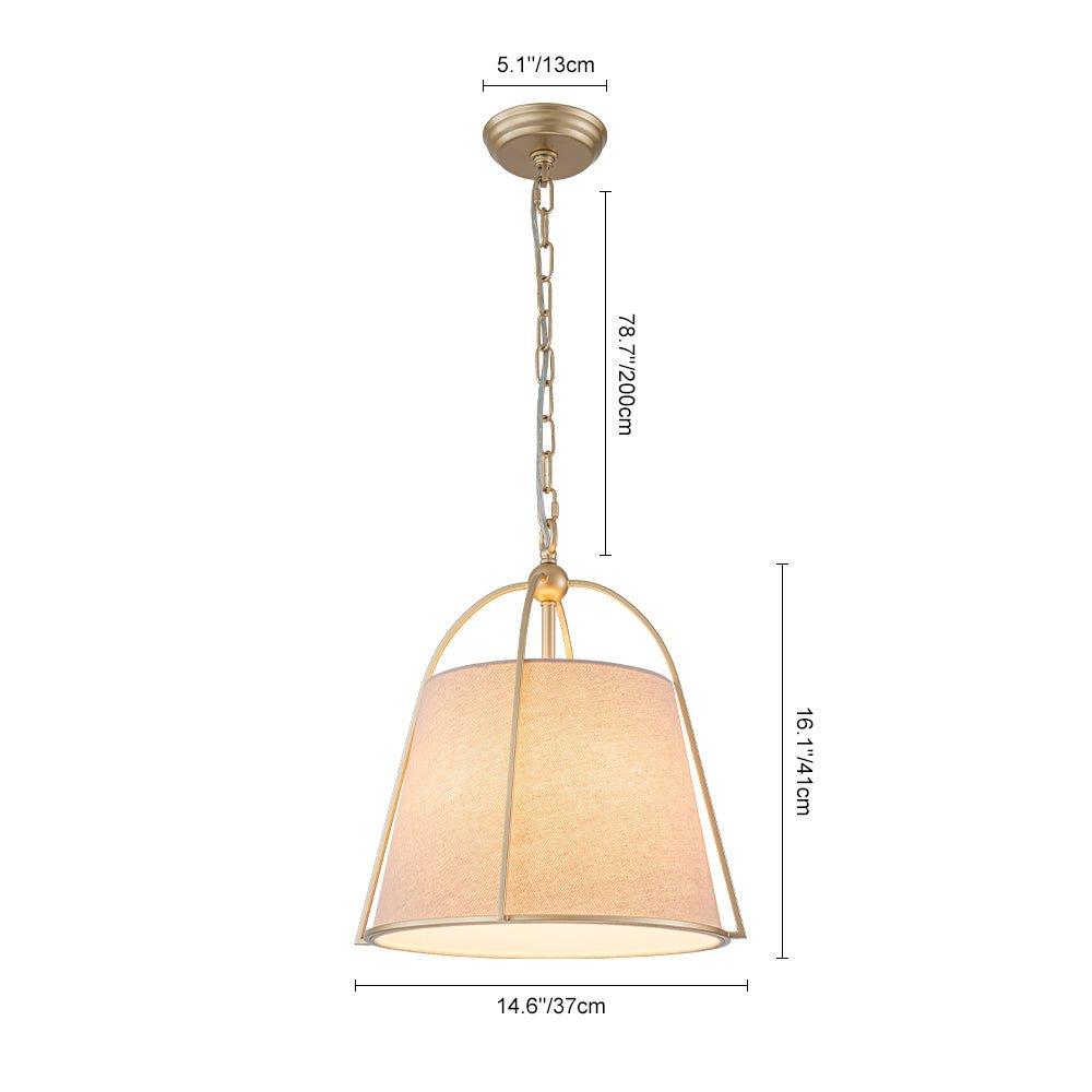 LightfixturesUAE-4-Light Classic Fabric Drum Champagne Gold Chandelier-Chandeliers-Brass-