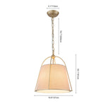 LightfixturesUAE-4-Light Classic Fabric Drum Champagne Gold Chandelier-Chandeliers-Brass-