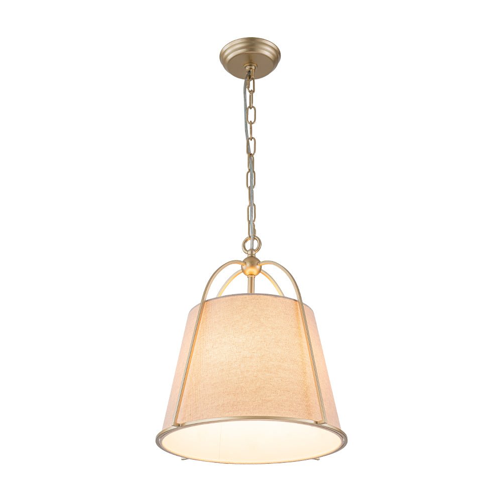 LightfixturesUAE-4-Light Classic Fabric Drum Champagne Gold Chandelier-Chandeliers-Brass-