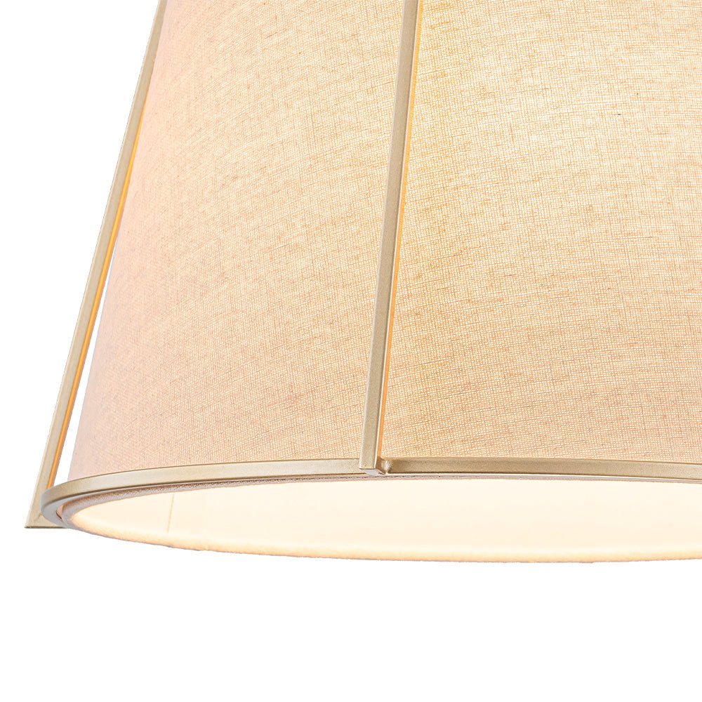 LightfixturesUAE-4-Light Classic Fabric Drum Champagne Gold Chandelier-Chandeliers-Brass-