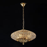 LightfixturesUAE-4-Light Court Style Antique Brass Crystal Diamond-Shaped Chandelier-Chandeliers-Brass-