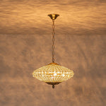 LightfixturesUAE-4-Light Court Style Antique Brass Crystal Diamond-Shaped Chandelier-Chandeliers-Brass-