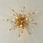 LightfixturesUAE-4-Light Crystal Flower Branch Semi Flush Mount Light-Ceiling Lights-Brass-