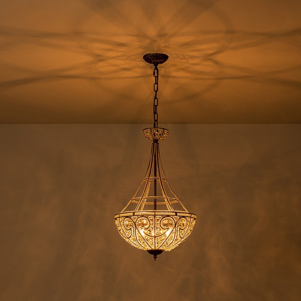 LightfixturesUAE-4-Light Elizabeth Style Crystal Beads Empire Chandelier-Chandeliers - 