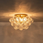LightfixturesUAE-4-Light Luxury Clear Textured Glass Semi-Flush Mount-Ceiling Lights-Wavy-petal Glass-