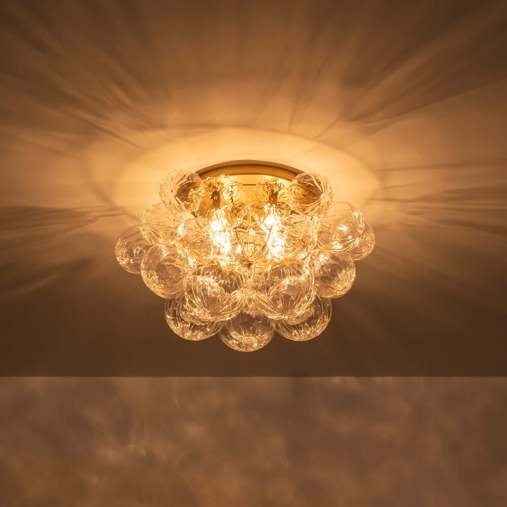 LightfixturesUAE-4-Light Luxury Clear Textured Glass Semi-Flush Mount-Ceiling Lights-Wavy-petal Glass-