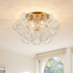LightfixturesUAE-4-Light Luxury Clear Textured Glass Semi-Flush Mount-Ceiling Lights-Wavy-petal Glass-