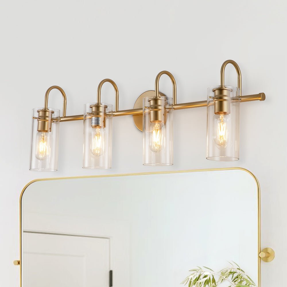 LightfixturesUAE-4-Light Mid-century Cylinder Clear Glass Wall Sconce-Wall Lights - 