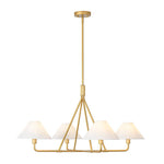 LightfixturesUAE-4-Light Mid-Century Modern Conical Fabric Shades Iron Chandelier-Chandeliers-Brass-