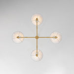 LightfixturesUAE-4-Light Mid-Century Modern Conical Fabric Shades Iron Chandelier-Chandeliers-Brass-