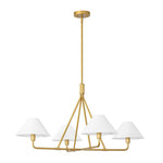 LightfixturesUAE-4-Light Mid-Century Modern Conical Fabric Shades Iron Chandelier-Chandeliers-Brass-