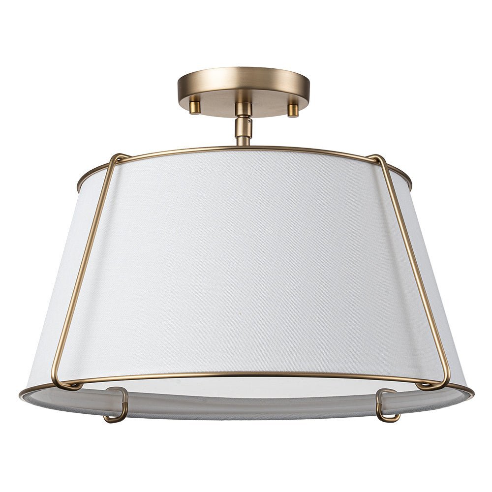 LightfixturesUAE-4-Light Mid-Century Modern Fabric Drum Semi Flush Mount Ceiling Light-Ceiling Lights-Nickel-