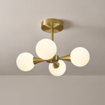 LightfixturesUAE-4-light Mid-Century Modern Opal Glass Globe Sputnik Ceiling Light-Chandeliers - 