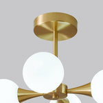 LightfixturesUAE-4-light Mid-Century Modern Opal Glass Globe Sputnik Ceiling Light-Chandeliers - 