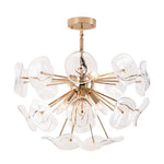 LightfixturesUAE-4-Light Mid-Modern Century Clear Glass Sunburst Sputnik Chandelier-Chandeliers-Gold-