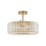 LightfixturesUAE-4-Light Modern Bauhaus Crystal Drum Semi Flush Mount Ceiling Light-Ceiling Lights-Gold-