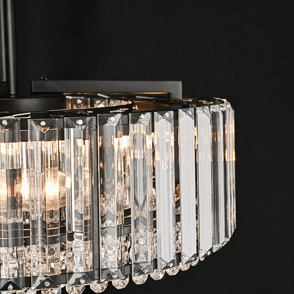 LightfixturesUAE-4-Light Modern Bauhaus Crystal Drum Semi Flush Mount Ceiling Light-Ceiling Lights-Gold-