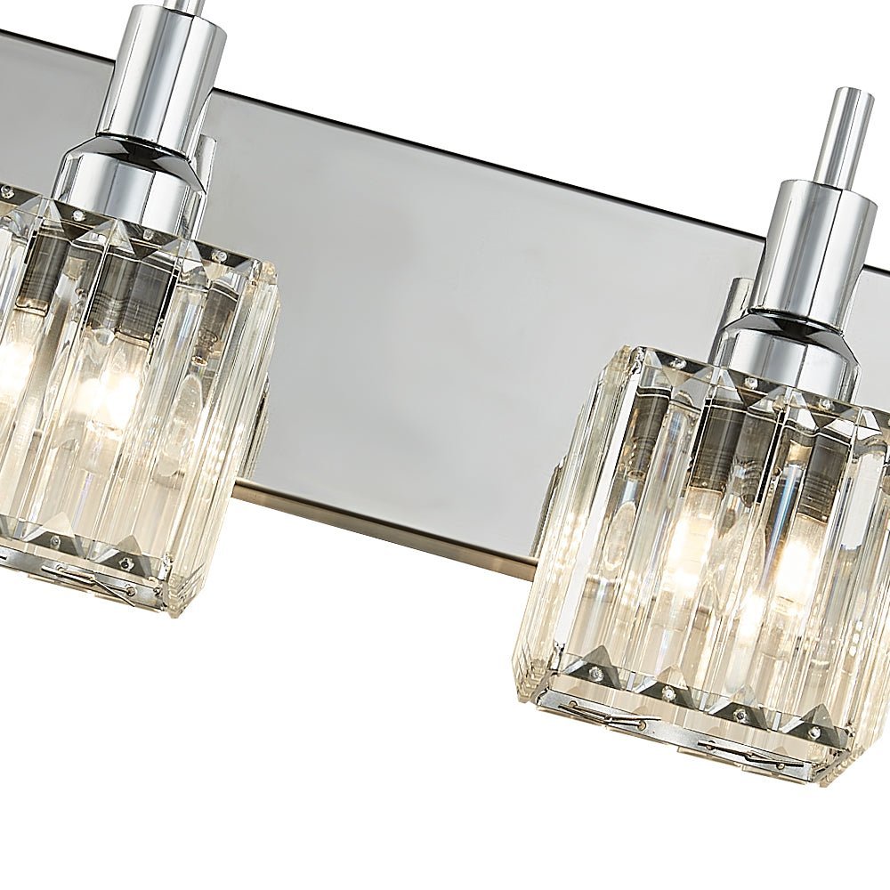 LightfixturesUAE-4-Light Modern Crystal Square Wall Sconce-Wall Lights-Black+Brass-