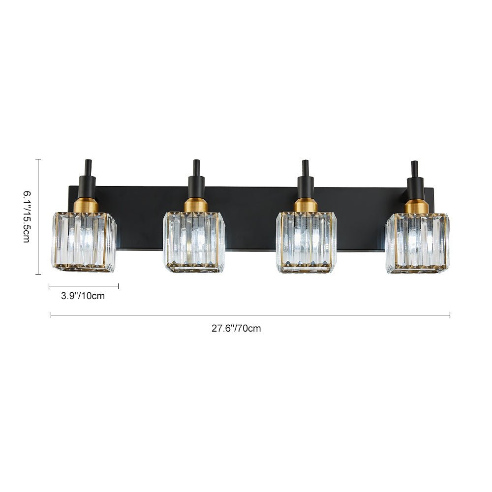 LightfixturesUAE-4-Light Modern Crystal Square Wall Sconce-Wall Lights-Black+Brass-