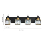 LightfixturesUAE-4-Light Modern Crystal Square Wall Sconce-Wall Lights-Black+Brass-
