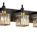 LightfixturesUAE-4-Light Modern Crystal Square Wall Sconce-Wall Lights-Black+Brass-