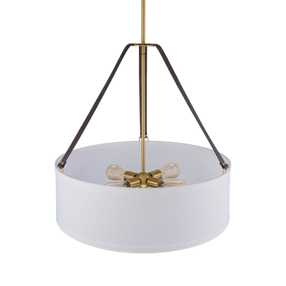 LightfixturesUAE-4-Light Modern Fabric Drum Pendant Light-Chandeliers-Gold-
