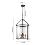 LightfixturesUAE-4-Light Modern Farmhouse Round Glass Lantern Chandelier-Chandeliers-Chrome-