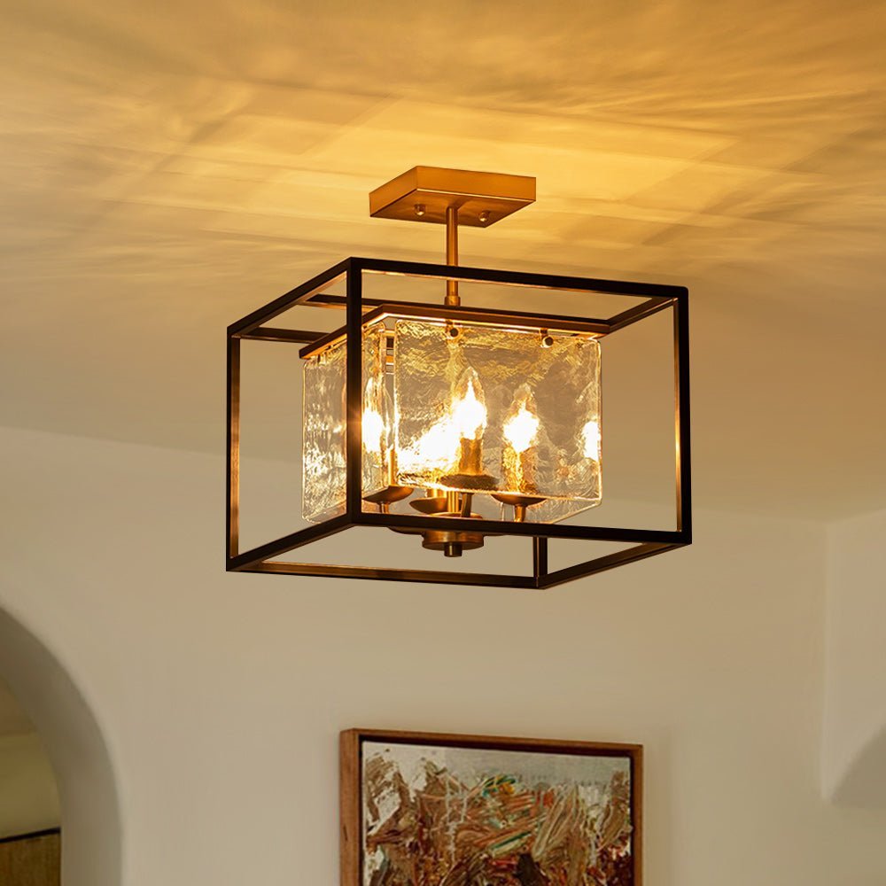 LightfixturesUAE-4-Light Modern Geometric Square Glass Ceiling Light-Ceiling Lights-4-Light-