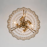 LightfixturesUAE-4-Light Modern Hollow Design Crystal Drum Semi Flush Mount Ceiling Light-Ceiling Lights-Chrome-