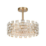 LightfixturesUAE-4-Light Modern Hollow Design Crystal Drum Semi Flush Mount Ceiling Light-Ceiling Lights-Chrome-