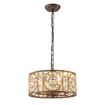 LightfixturesUAE-4-Light Modern Retro Antique Bronze Crystal Round Cage Chandelier-Chandeliers-Small-