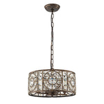 LightfixturesUAE-4-Light Modern Retro Antique Bronze Crystal Round Cage Chandelier-Chandeliers-Small-