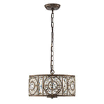 LightfixturesUAE-4-Light Modern Retro Antique Bronze Crystal Round Cage Chandelier-Chandeliers-Small-