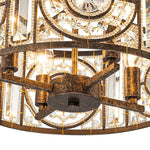 LightfixturesUAE-4-Light Modern Retro Antique Bronze Crystal Round Cage Chandelier-Chandeliers-Small-