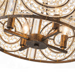 LightfixturesUAE-4-Light Modern Retro Antique Bronze Crystal Round Cage Chandelier-Chandeliers-Small-