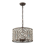LightfixturesUAE-4-Light Modern Retro Antique Bronze Crystal Round Cage Chandelier-Chandeliers-Small-