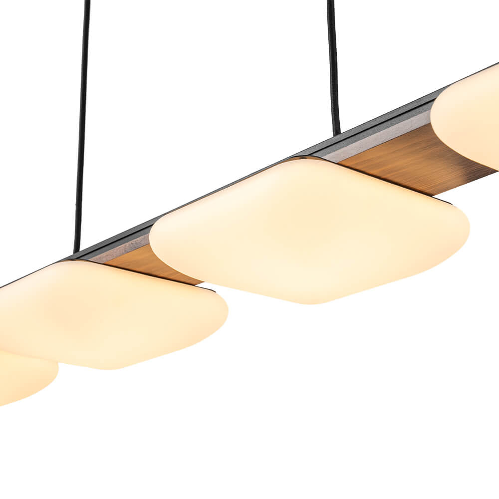 LightfixturesUAE-4-Light Modern Wood Kitchen Island Linear Chandelier-Chandeliers-Walnut-