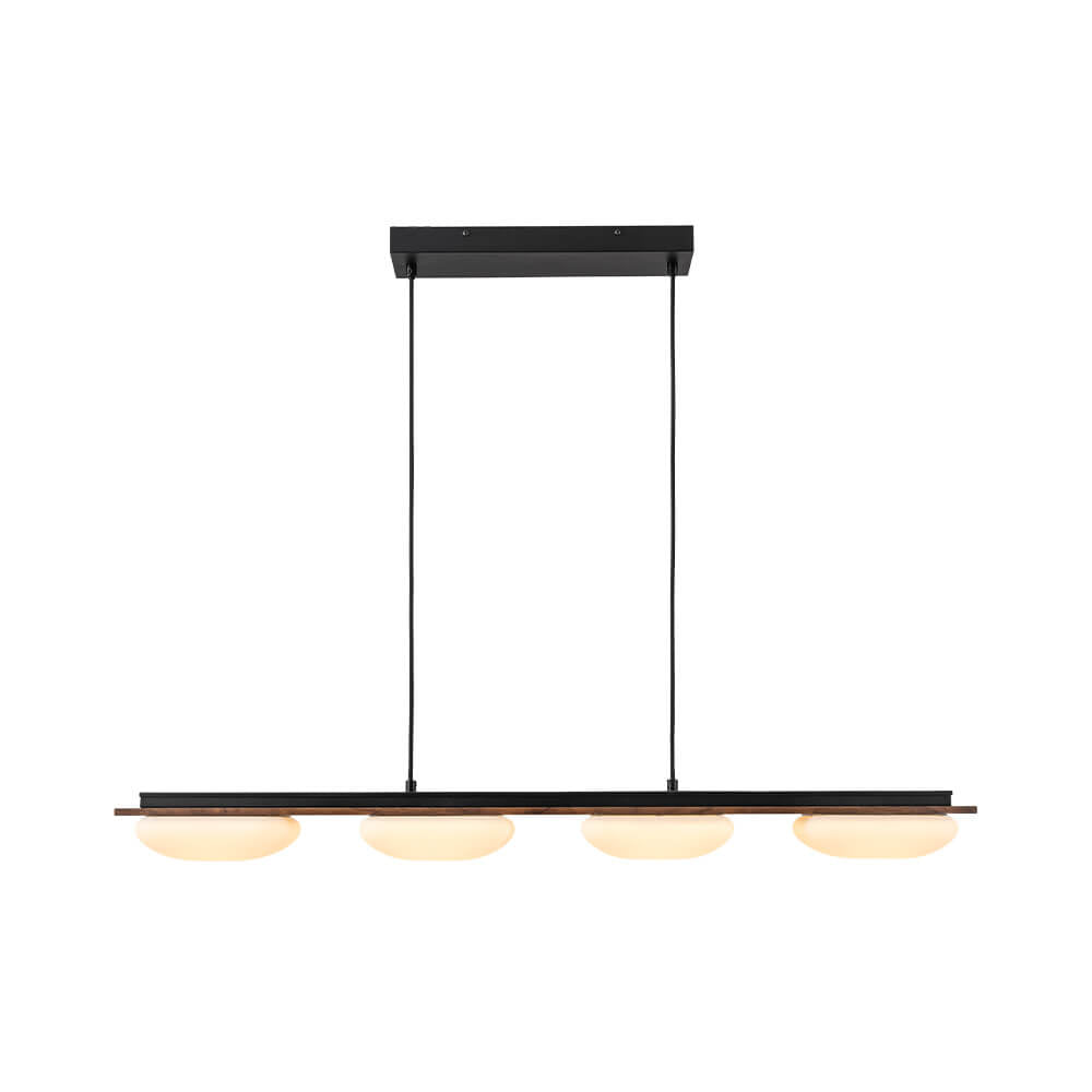 LightfixturesUAE-4-Light Modern Wood Kitchen Island Linear Chandelier-Chandeliers-Walnut-