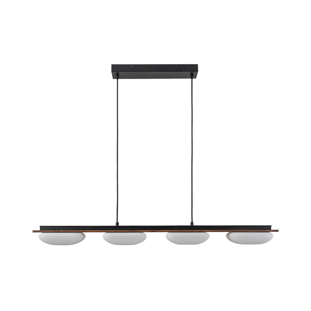 LightfixturesUAE-4-Light Modern Wood Kitchen Island Linear Chandelier-Chandeliers-Walnut-