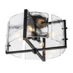 LightfixturesUAE-4-Light Rustic Textured Glass Drum Semi Flush Mount Ceiling Light-Ceiling Lights-Black-
