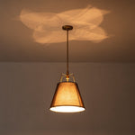 LightfixturesUAE-4-Light Timeless Lantern Conical Fabric Pendant Light-Chandeliers-Black+Brass-