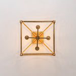 LightfixturesUAE-4-Light Vintage Candle-Style Cage Semi Flush Mount Ceiling Light-Ceiling Lights-Antiqued Gold-