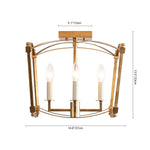 LightfixturesUAE-4-Light Vintage Candle-Style Cage Semi Flush Mount Ceiling Light-Ceiling Lights-Antiqued Gold-